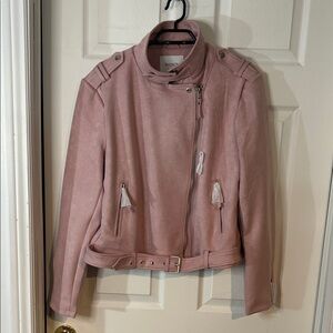 NWT Ricki's Blush Faux Seude Motorcycle Jacket for Women XL